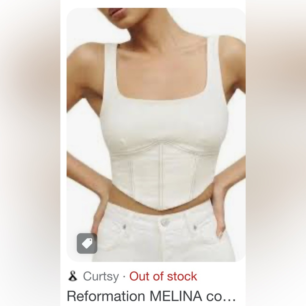 Reformation Melina Cotton Knit Corset Top Ivory- Size S